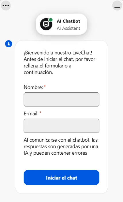 Chat en vivo de Corgibet Casino con asistente de inteligencia artificial