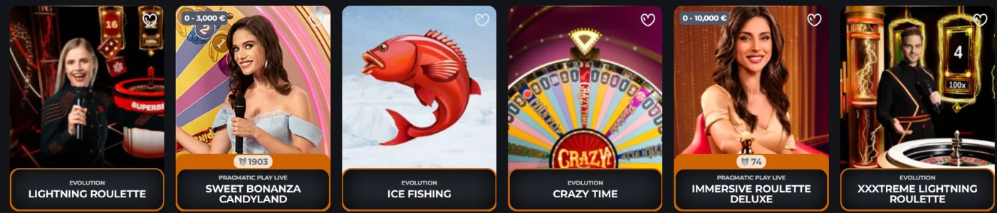 Juegos de casino en vivo de Corgibet Casino con ruleta y programas interactivos