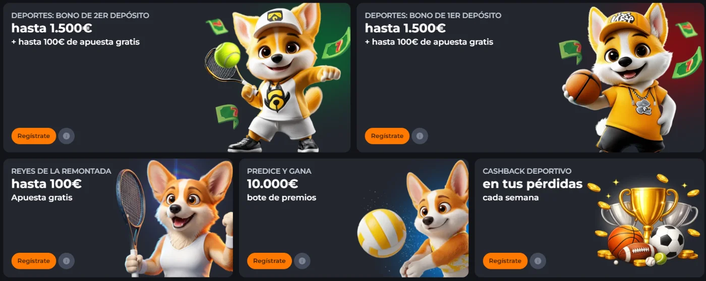 Promociones de apuestas deportivas en Corgibet Casino con bonos y cashback