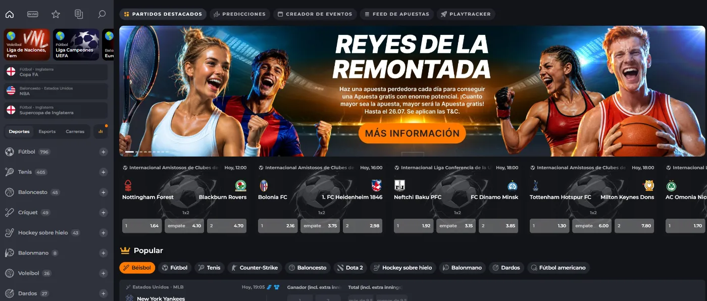 Sección de apuestas deportivas de Corgibet Casino con eventos en vivo y cuotas